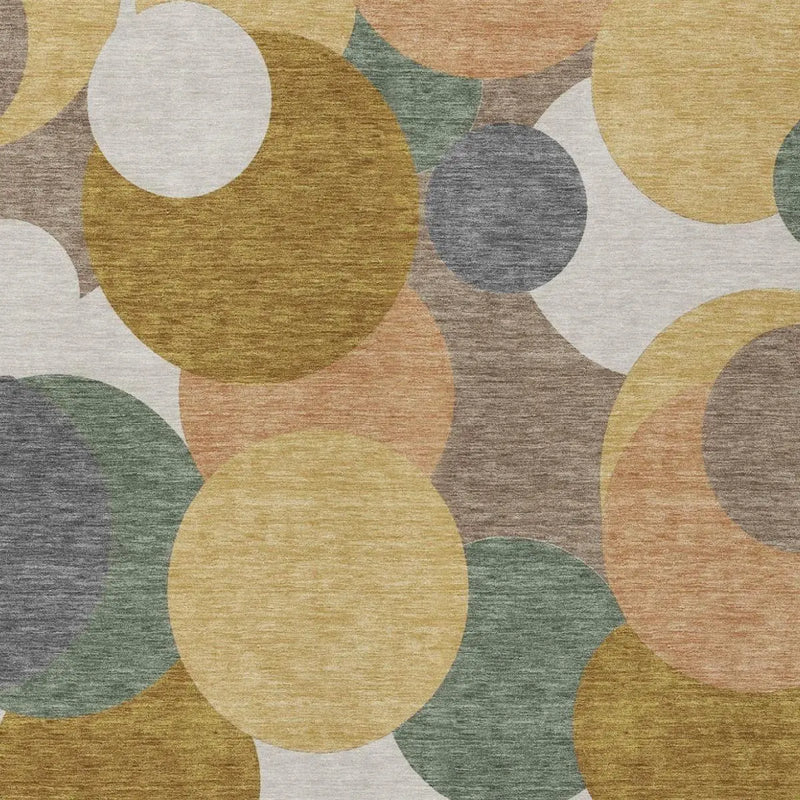 5' X 8' Gold And Walnut Geometric Washable Indoor Outdoor Area Rug Homeroots Outdoor