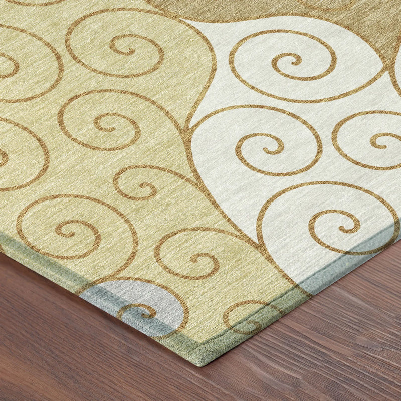 5' X 8' Gold And Wheat Abstract Washable Indoor Outdoor Area Rug Homeroots Outdoor