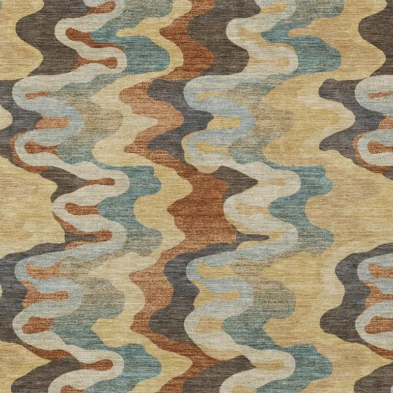 5' X 8' Gold And Wheat Abstract Washable Indoor Outdoor Area Rug Homeroots Outdoor