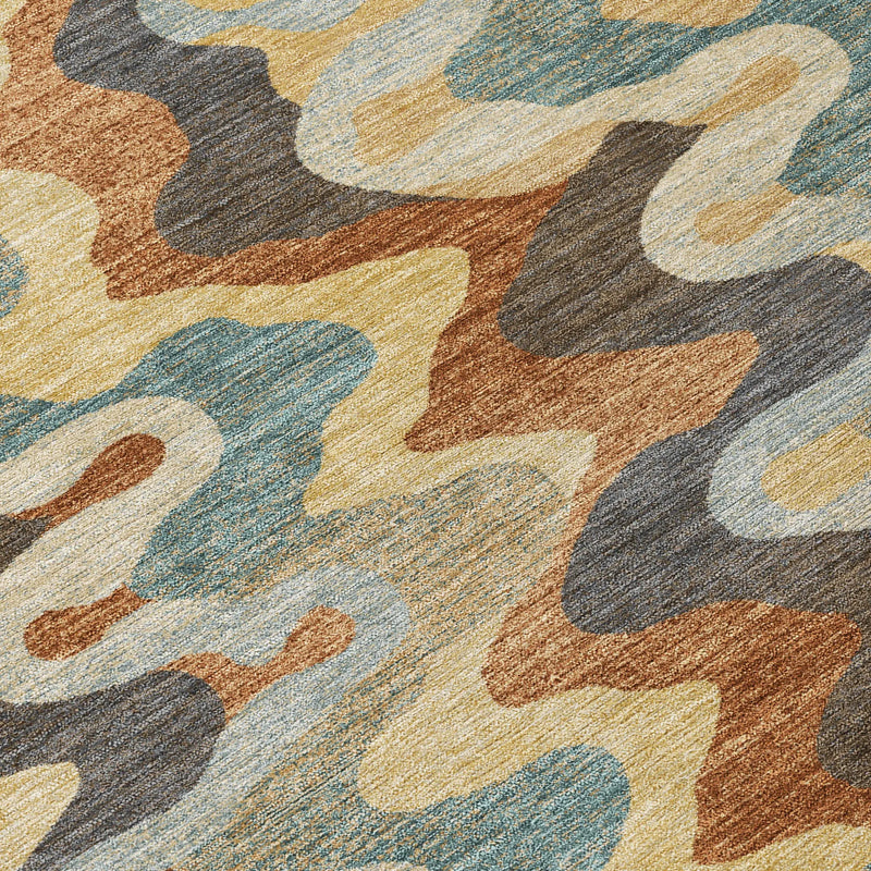 5' X 8' Gold And Wheat Abstract Washable Indoor Outdoor Area Rug Homeroots Outdoor