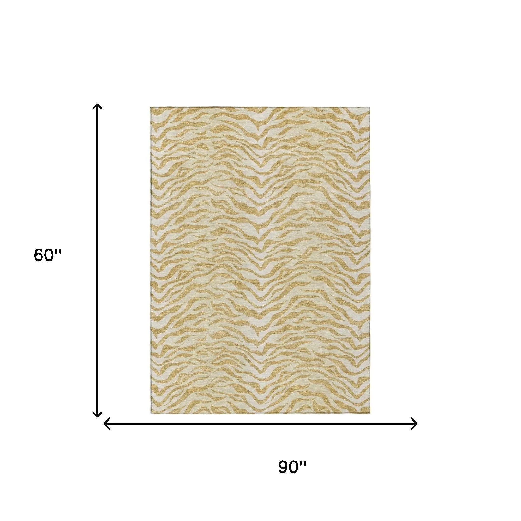 5' X 8' Gold And Wheat Animal Print Washable Indoor Outdoor Area Rug Homeroots Outdoor