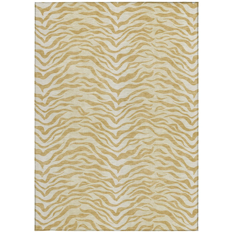 5' X 8' Gold And Wheat Animal Print Washable Indoor Outdoor Area Rug Homeroots Outdoor