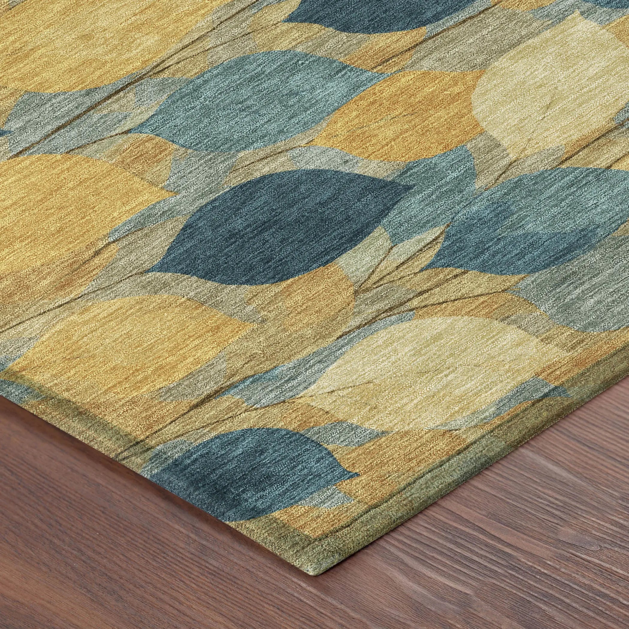 5' X 8' Gold And Wheat Floral Washable Indoor Outdoor Area Rug Homeroots Outdoor