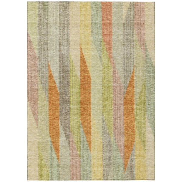 5' X 8' Gold And Wheat Striped Washable Indoor Outdoor Area Rug Homeroots Outdoor