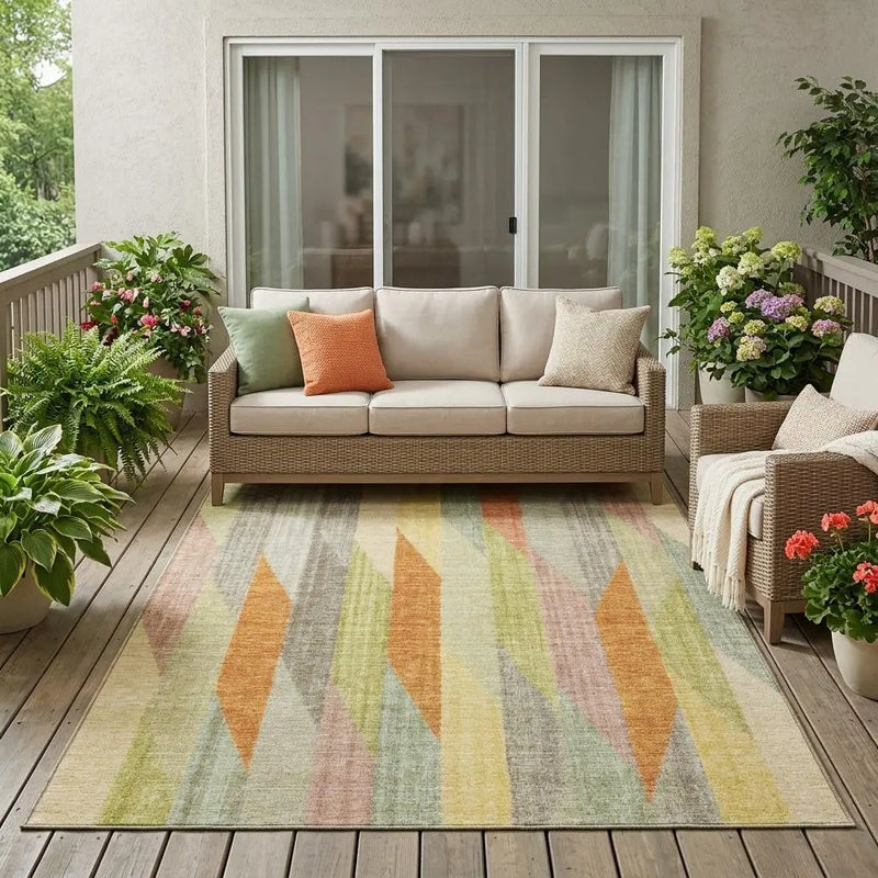 5' X 8' Gold And Wheat Striped Washable Indoor Outdoor Area Rug Homeroots Outdoor
