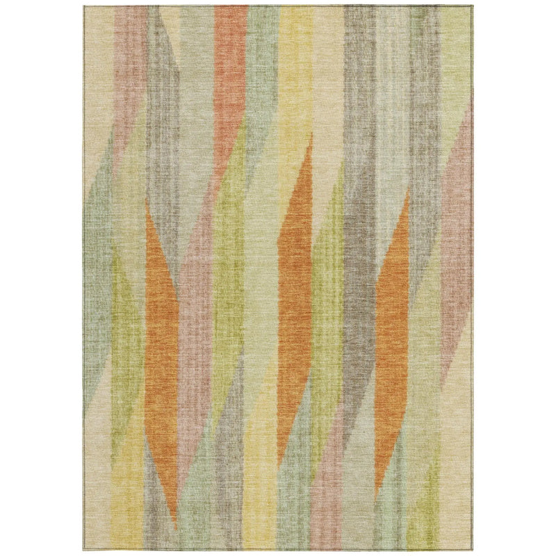5' X 8' Gold And Wheat Striped Washable Indoor Outdoor Area Rug Homeroots Outdoor