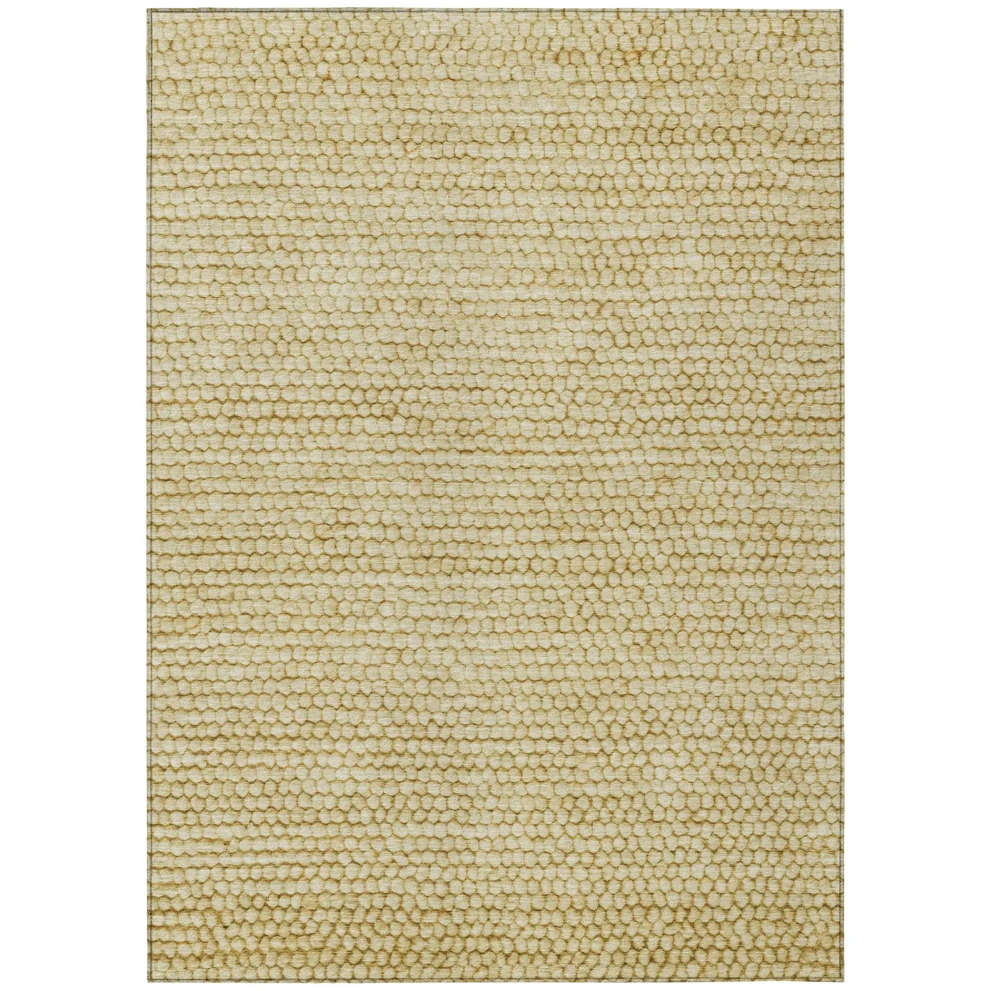 5' X 8' Gold And Wheat Striped Washable Indoor Outdoor Area Rug Homeroots Outdoor