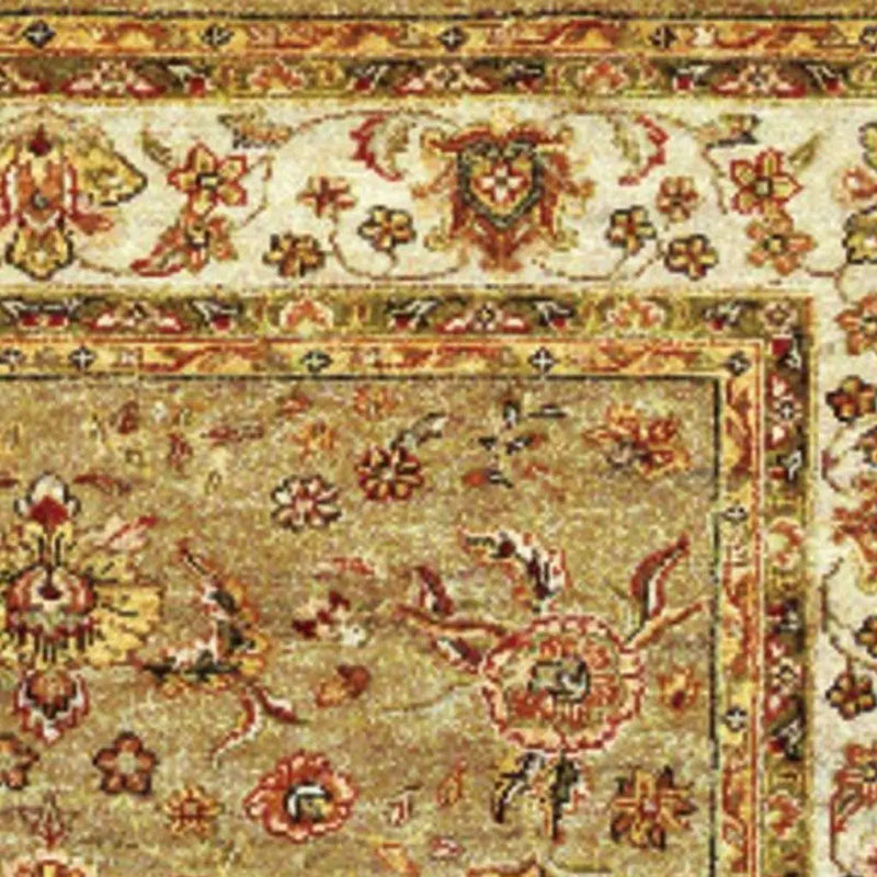 5' X 8' Gold Ivory And Red Wool Oriental Hand Knotted Area Rug With Fringe Homeroots Home Decor