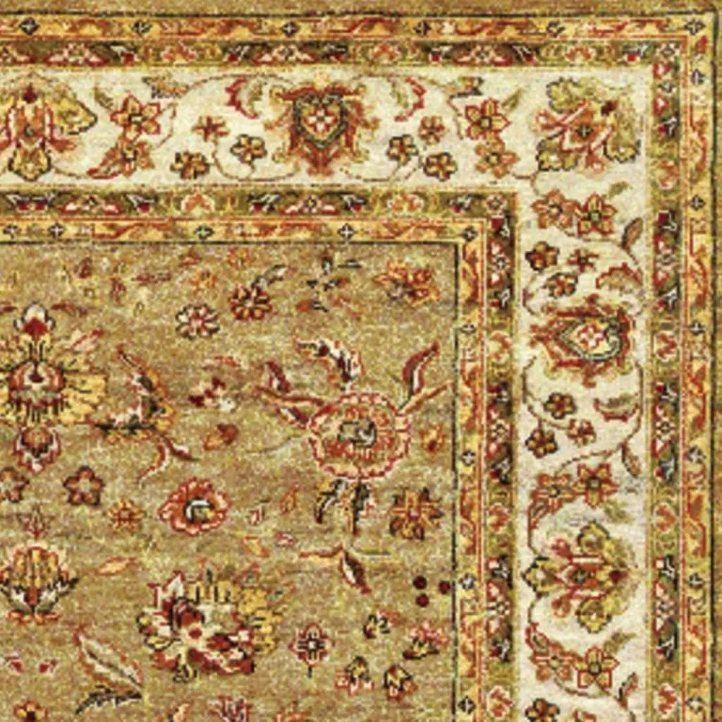 5' X 8' Gold Ivory And Red Wool Oriental Hand Knotted Area Rug With Fringe Homeroots Home Decor