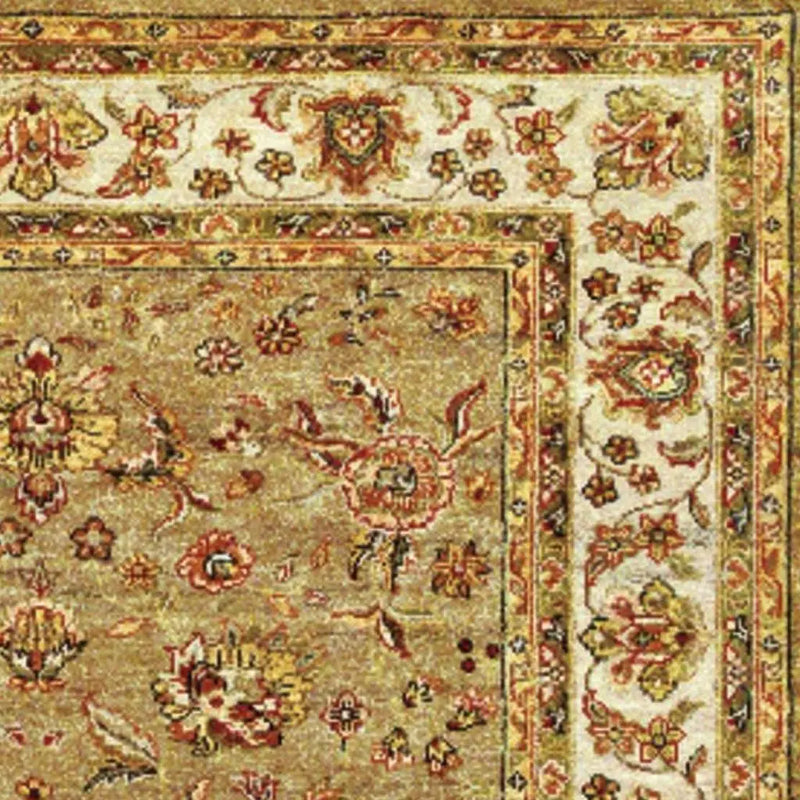 5' X 8' Gold Ivory And Red Wool Oriental Hand Knotted Area Rug With Fringe Homeroots Home Decor