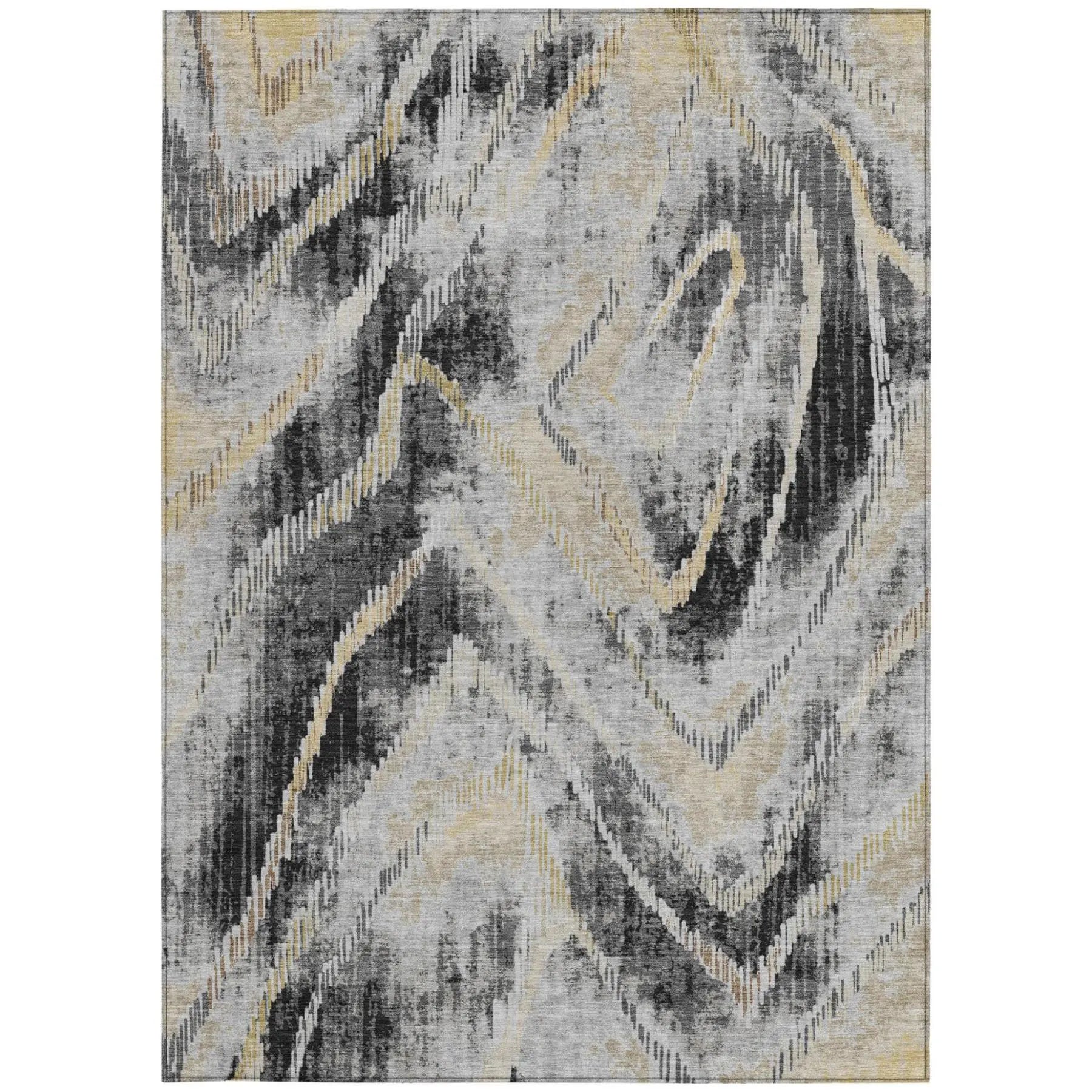 5' X 8' Graphite And Gray Abstract Washable Indoor Outdoor Area Rug Homeroots Outdoor