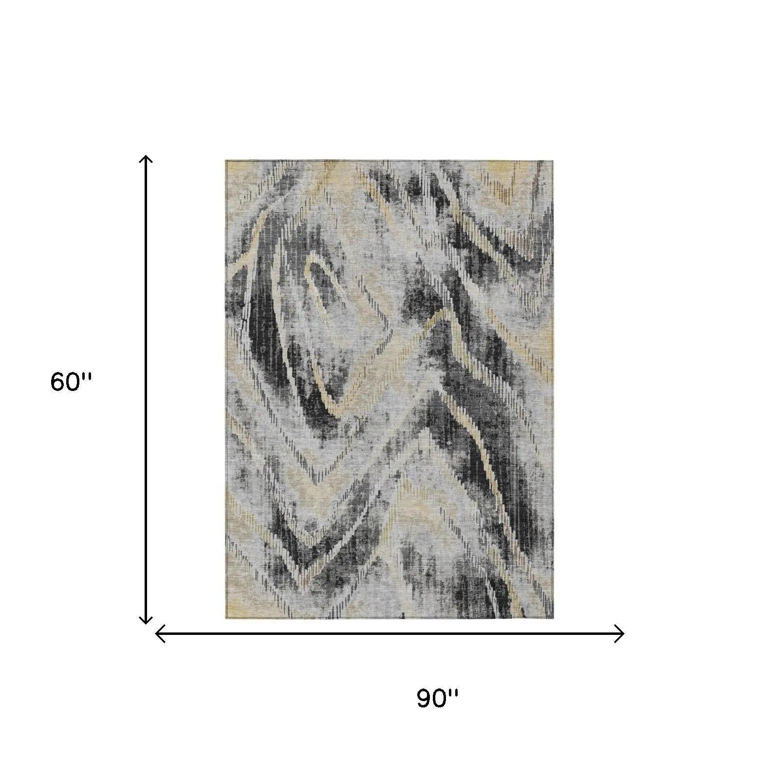 5' X 8' Graphite And Gray Abstract Washable Indoor Outdoor Area Rug Homeroots Outdoor