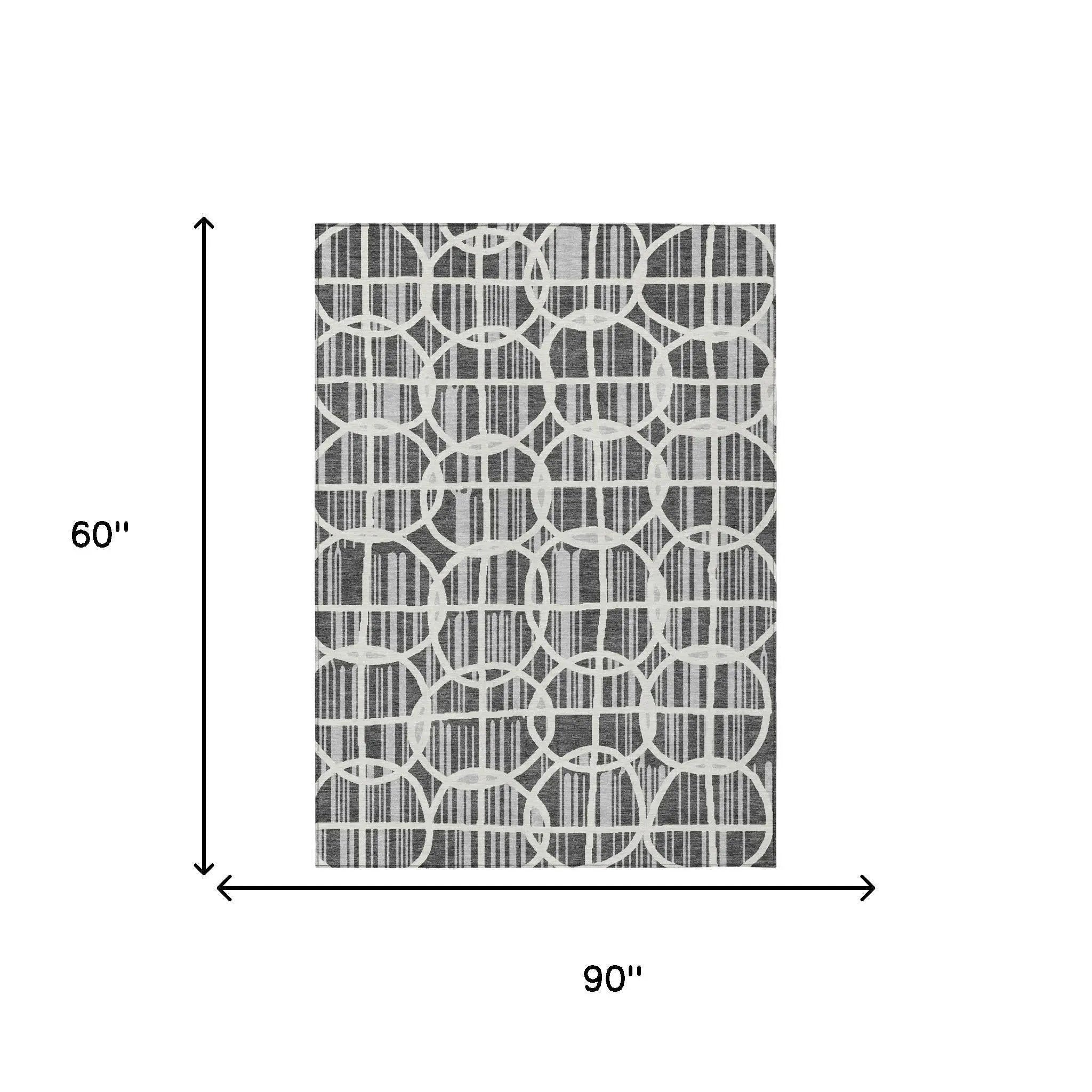 5' X 8' Graphite And Gray Geometric Washable Indoor Outdoor Area Rug Homeroots Outdoor