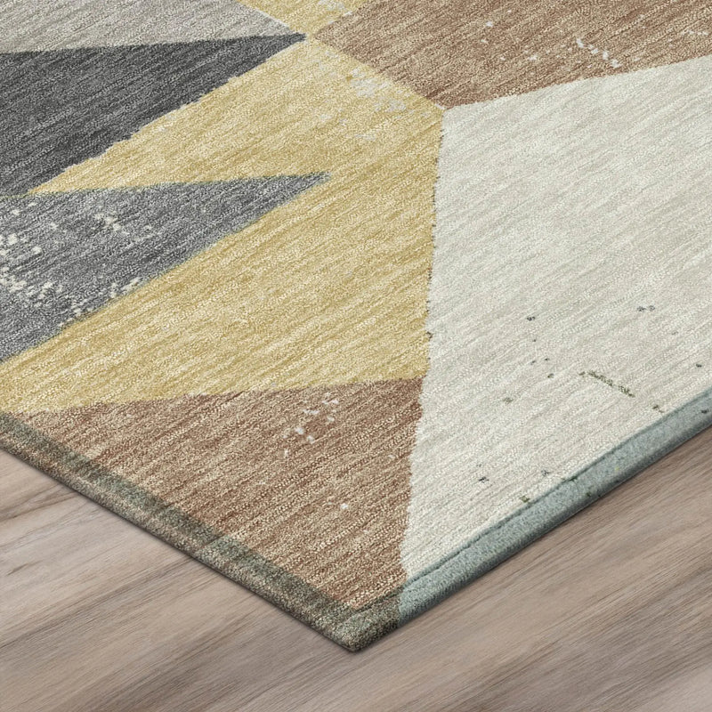 5' X 8' Graphite And Gray Geometric Washable Indoor Outdoor Area Rug Homeroots Outdoor