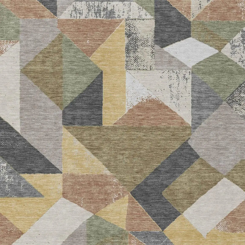5' X 8' Graphite And Gray Geometric Washable Indoor Outdoor Area Rug Homeroots Outdoor