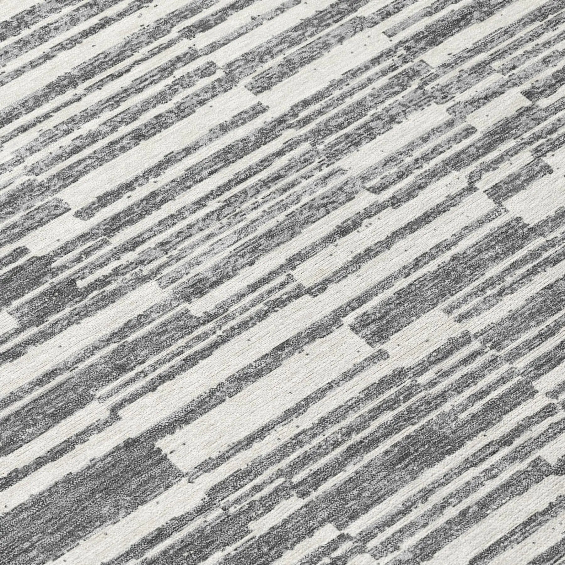 5' X 8' Graphite And Gray Striped Washable Indoor Outdoor Area Rug Homeroots Outdoor