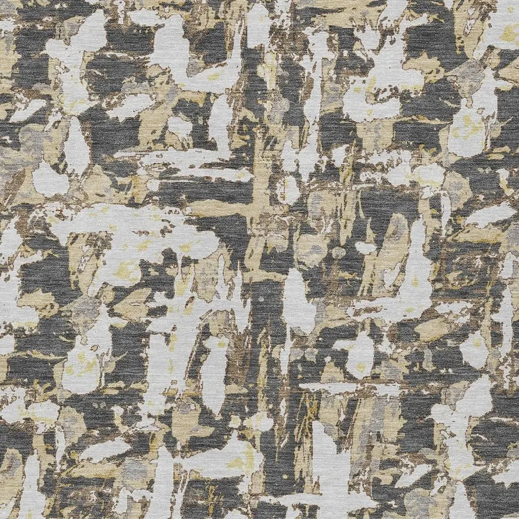 5' X 8' Graphite And Ivory Abstract Washable Indoor Outdoor Area Rug Homeroots Outdoor