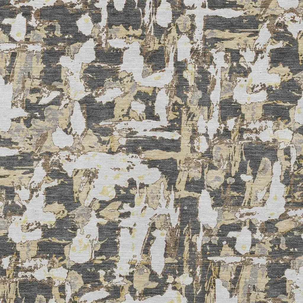 5' X 8' Graphite And Ivory Abstract Washable Indoor Outdoor Area Rug Homeroots Outdoor