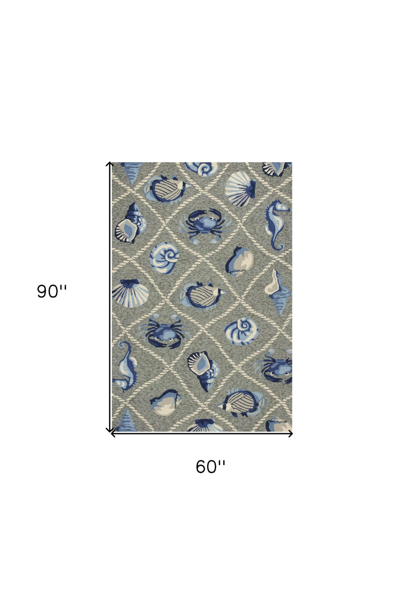 5' X 8' Gray Abstract Handmade Indoor Outdoor Area Rug Homeroots Outdoor
