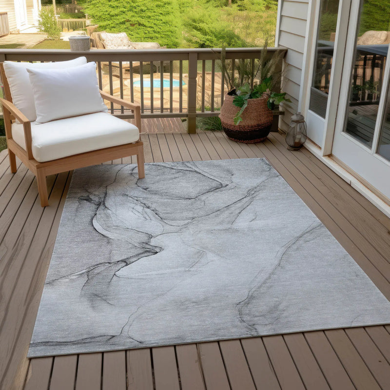 5' X 8' Gray Abstract Washable Non Skid Indoor Outdoor Area Rug Homeroots Outdoor