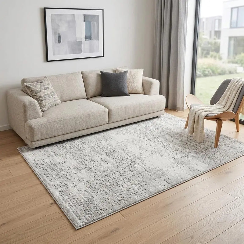 5' X 8' Gray And Beige Abstract Area Rug Homeroots Home Decor