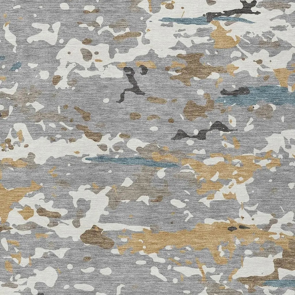 5' X 8' Gray And Beige Abstract Washable Indoor Outdoor Area Rug Homeroots Outdoor