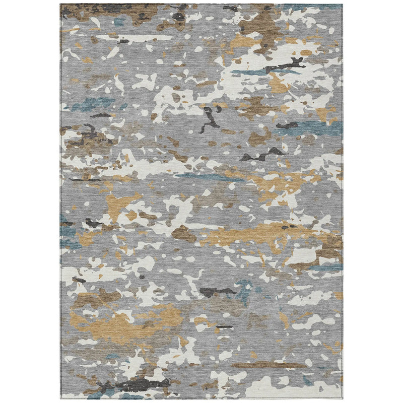 5' X 8' Gray And Beige Abstract Washable Indoor Outdoor Area Rug Homeroots Outdoor