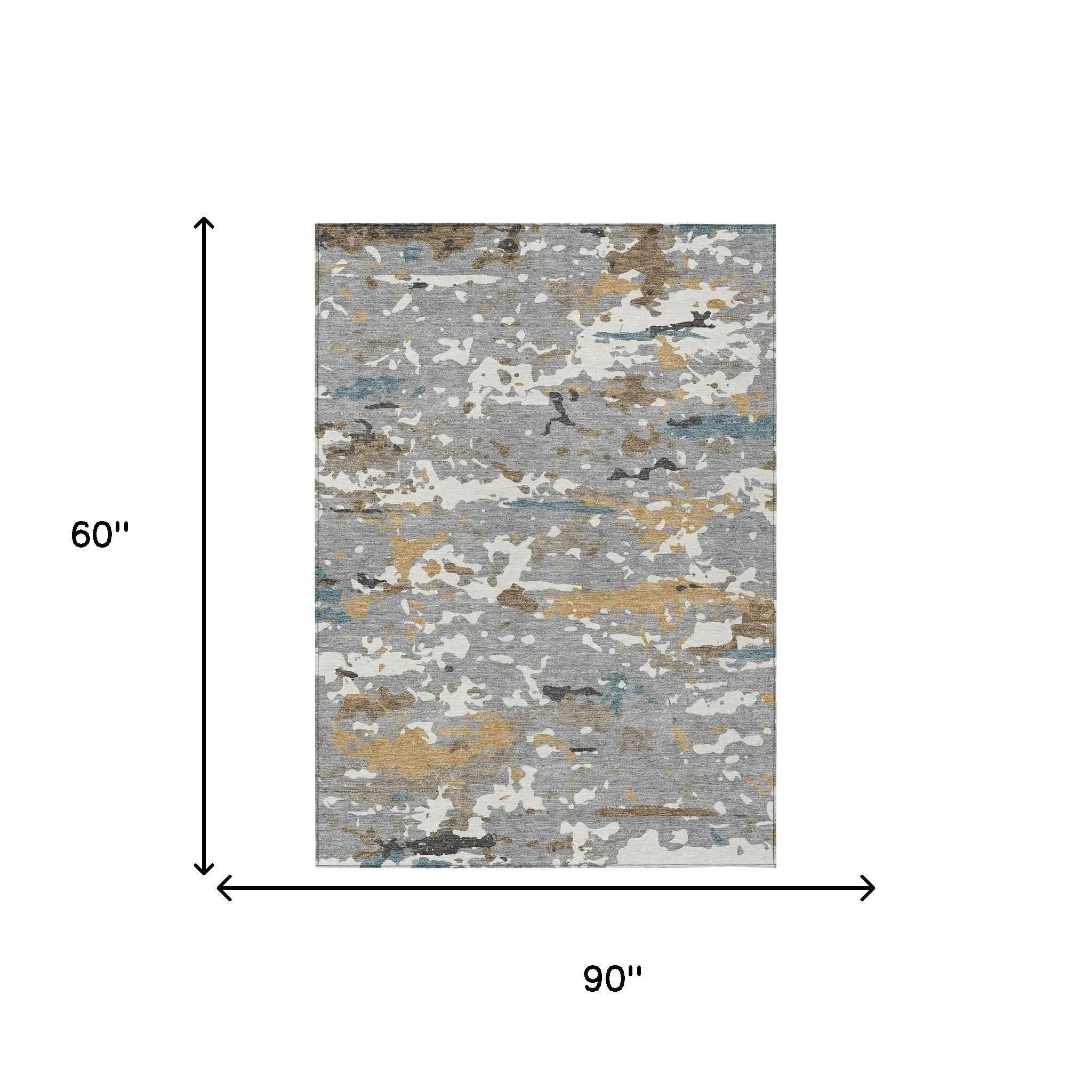 5' X 8' Gray And Beige Abstract Washable Indoor Outdoor Area Rug Homeroots Outdoor