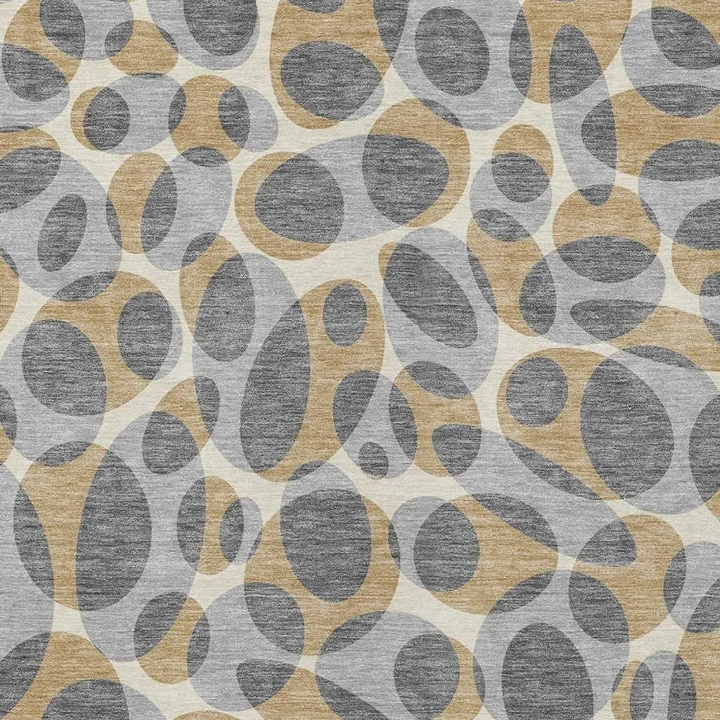 5' X 8' Gray And Beige Abstract Washable Indoor Outdoor Area Rug Homeroots Outdoor