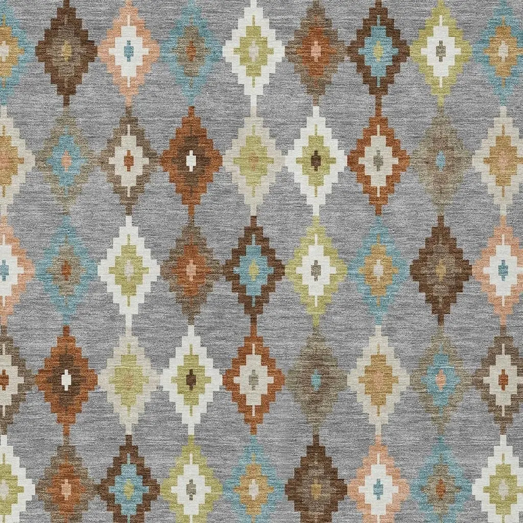 5' X 8' Gray And Beige Aztec Washable Indoor Outdoor Area Rug Homeroots Outdoor