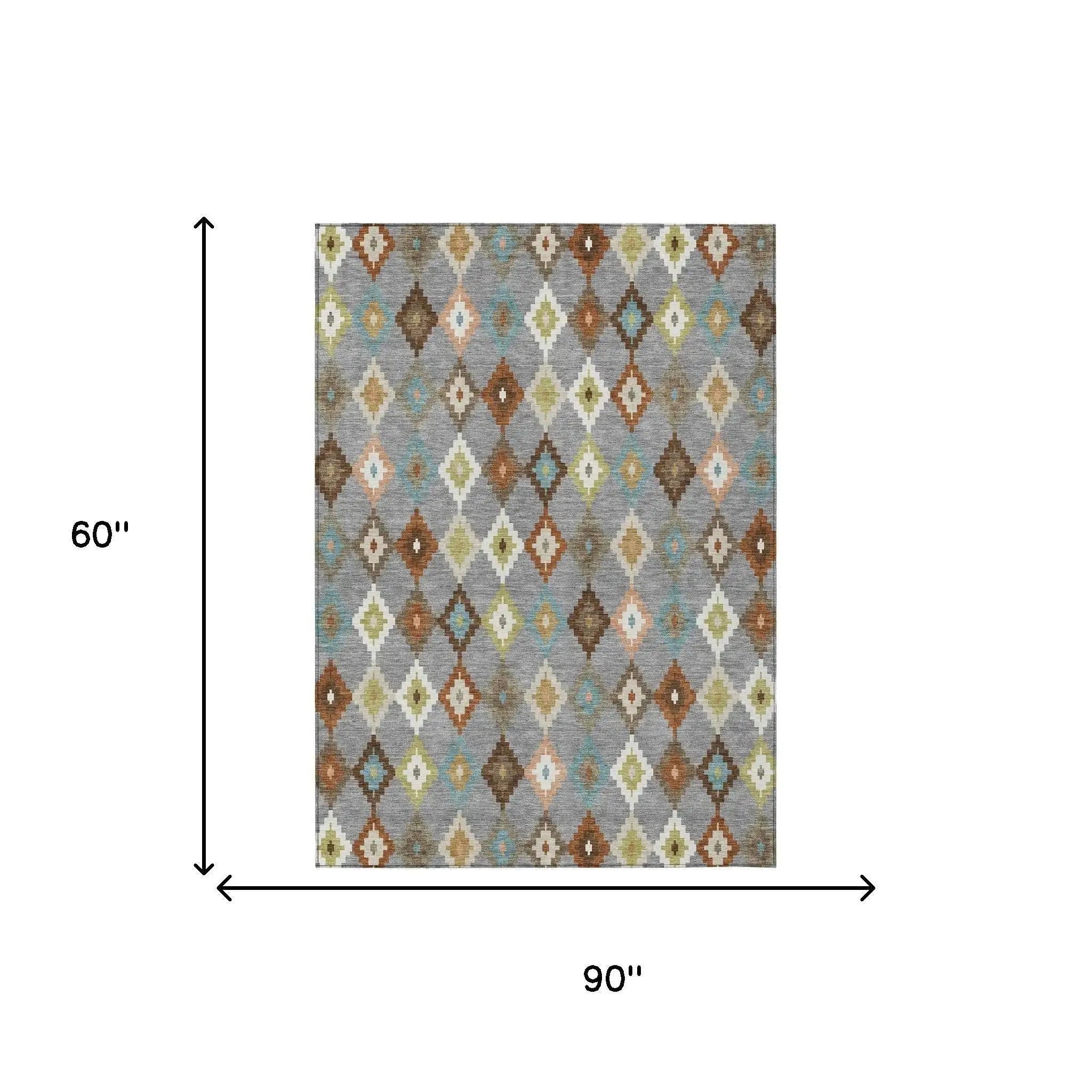 5' X 8' Gray And Beige Aztec Washable Indoor Outdoor Area Rug Homeroots Outdoor