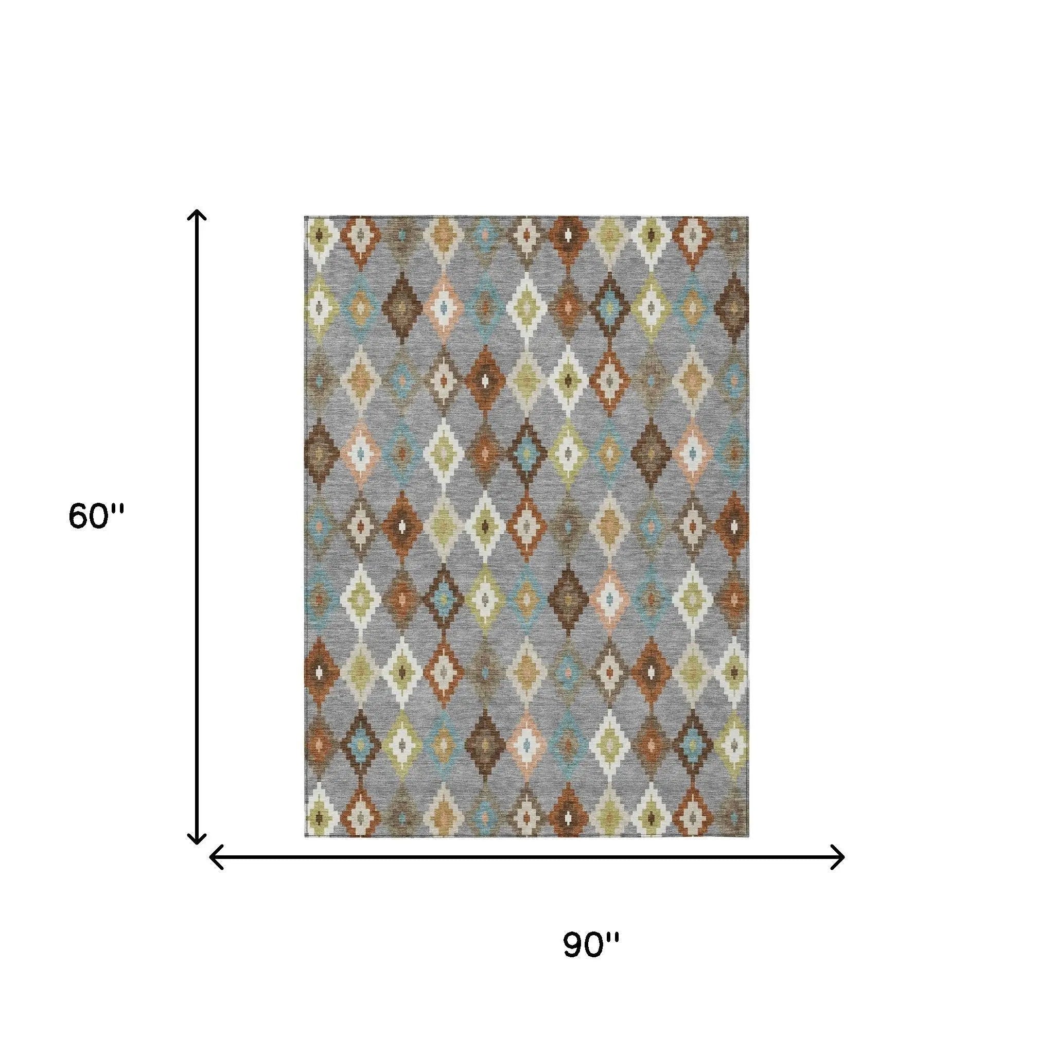 5' X 8' Gray And Beige Aztec Washable Indoor Outdoor Area Rug Homeroots Outdoor