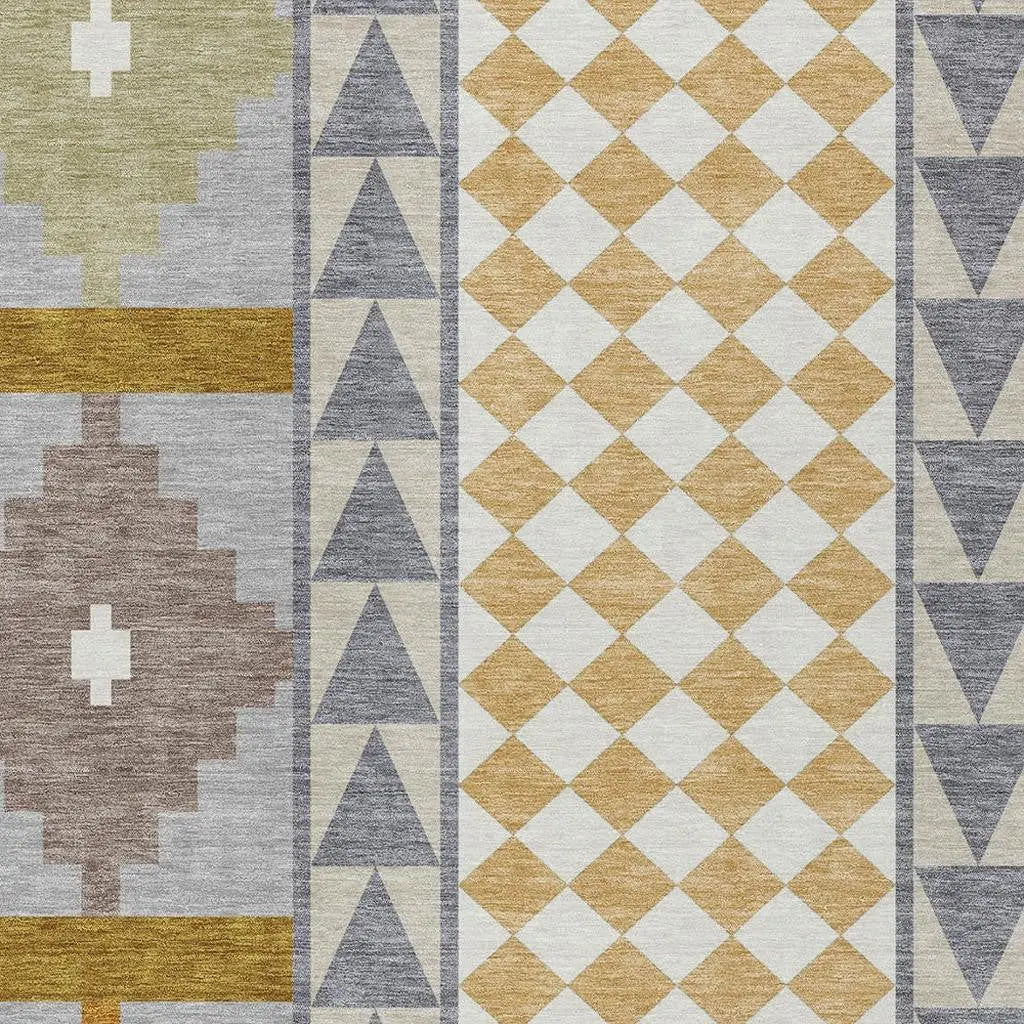 5' X 8' Gray And Beige Southwestern Washable Indoor Outdoor Area Rug Homeroots Outdoor