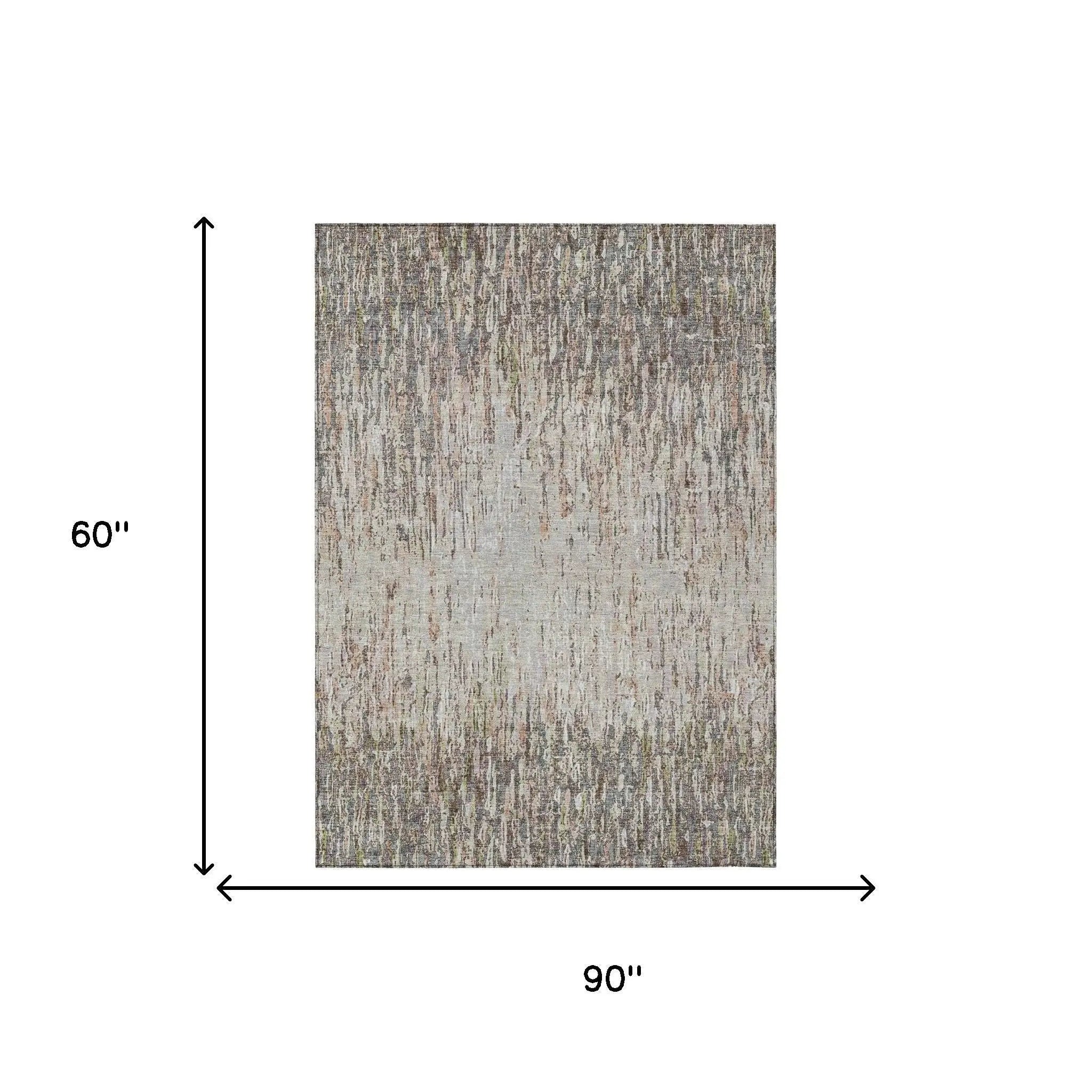 5' X 8' Gray And Beige Striped Washable Indoor Outdoor Area Rug Homeroots Outdoor