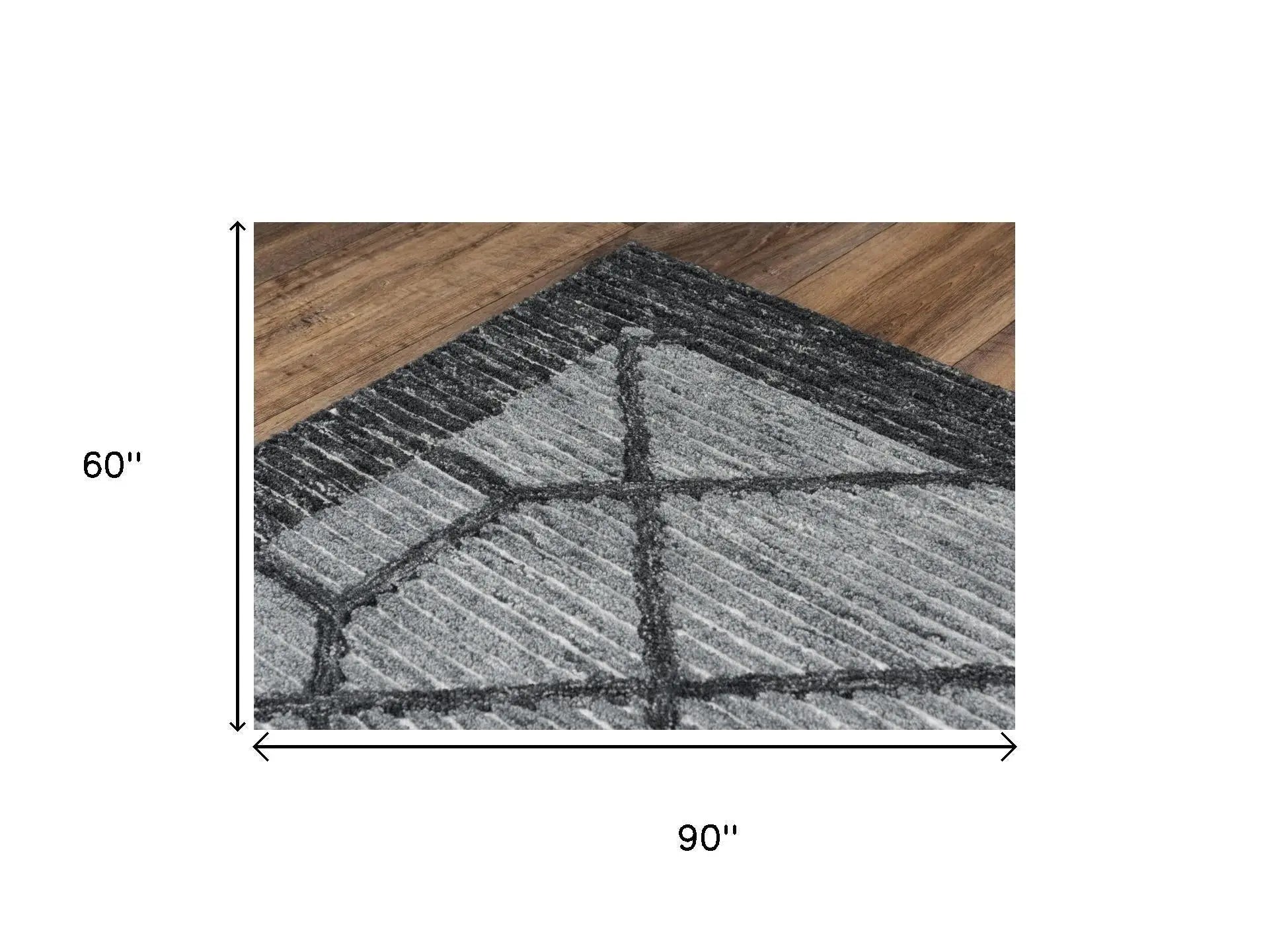5' X 8' Gray And Black Geometric Hand Tufted Area Rug Homeroots Home Decor