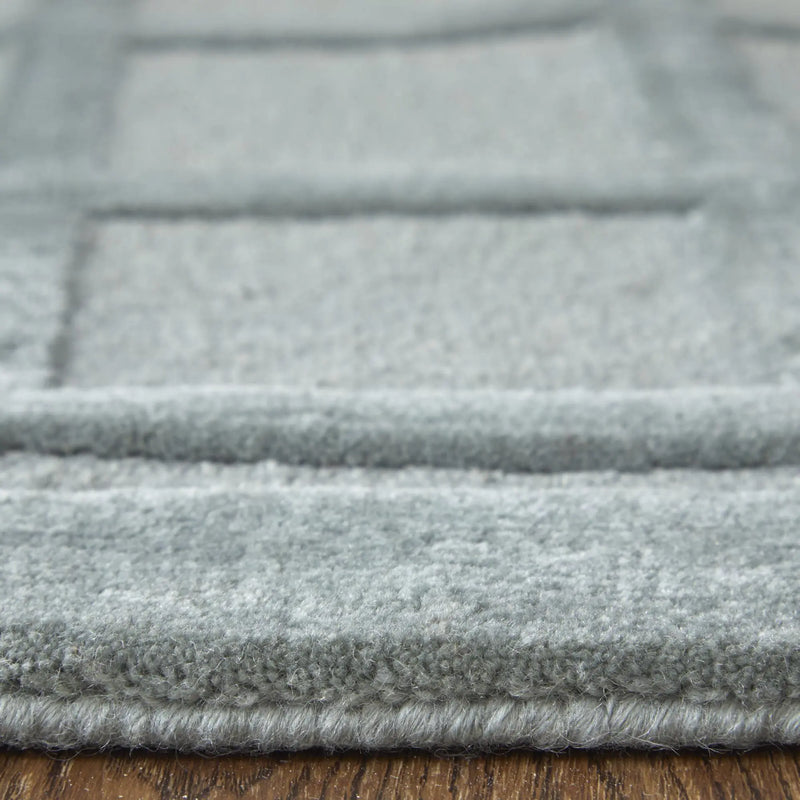 5' X 8' Gray And Blue Wool Geometric Hand Knotted Area Rug Homeroots Home Decor
