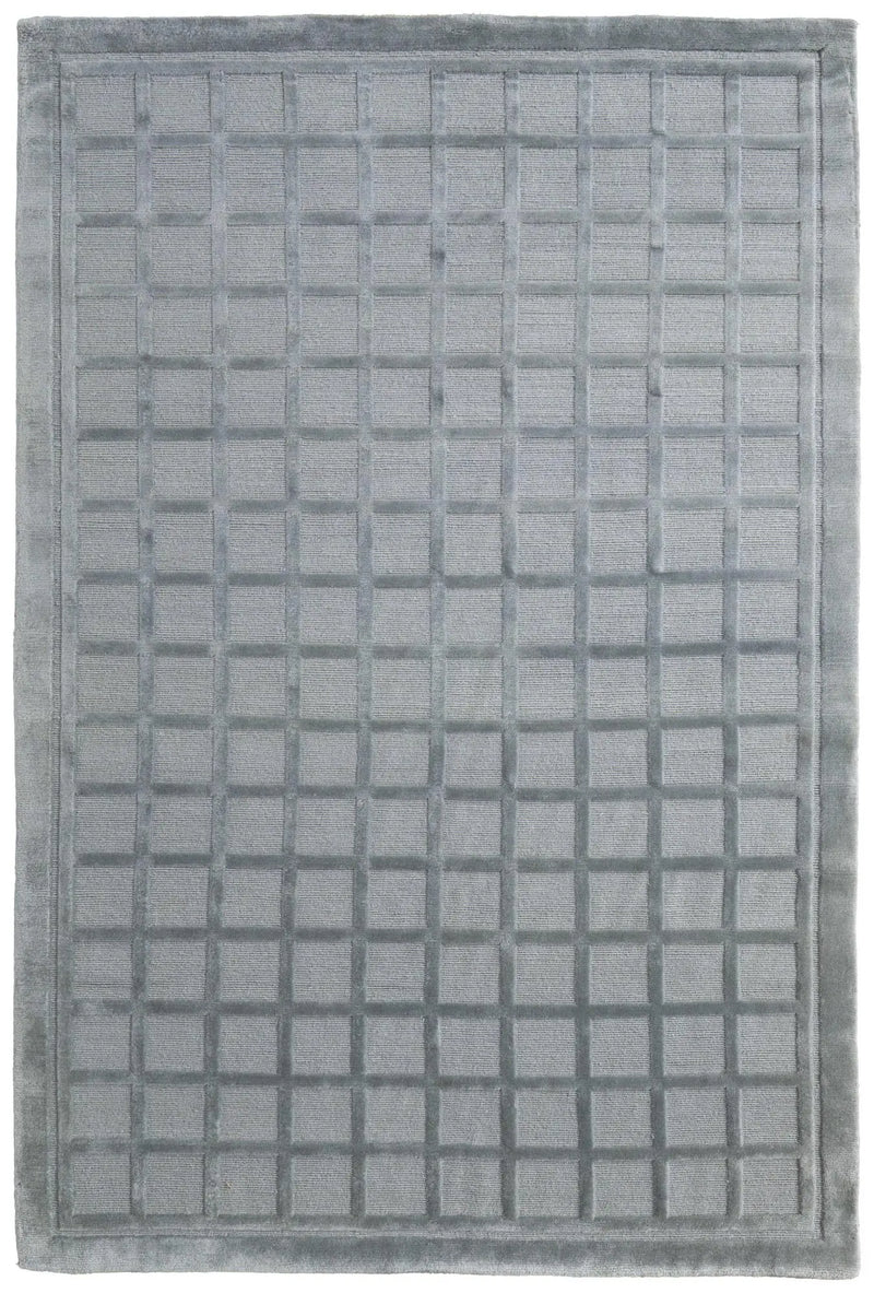 5' X 8' Gray And Blue Wool Geometric Hand Knotted Area Rug Homeroots Home Decor