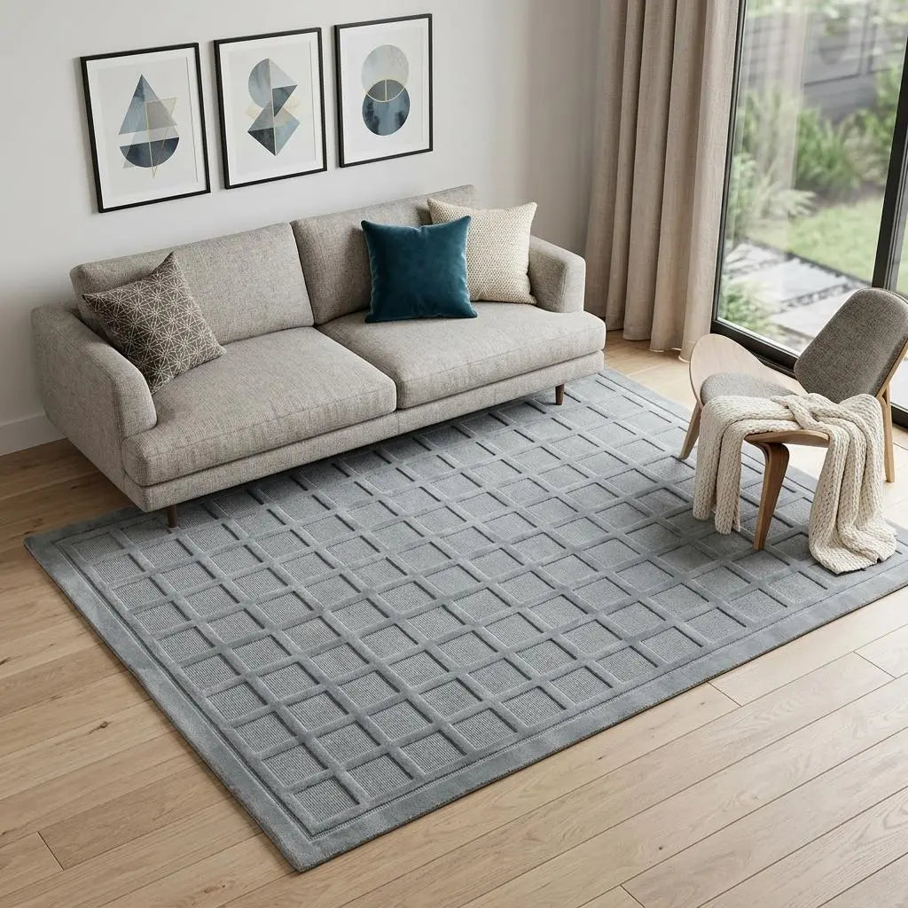 5' X 8' Gray And Blue Wool Geometric Hand Knotted Area Rug Homeroots Home Decor