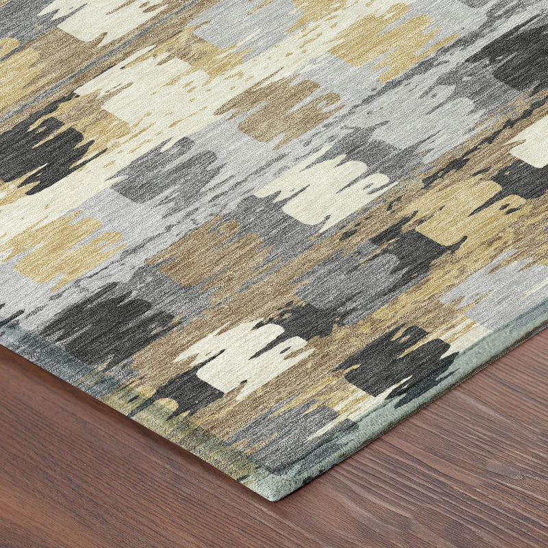 5' X 8' Gray And Brown Abstract Washable Indoor Outdoor Area Rug Homeroots Outdoor