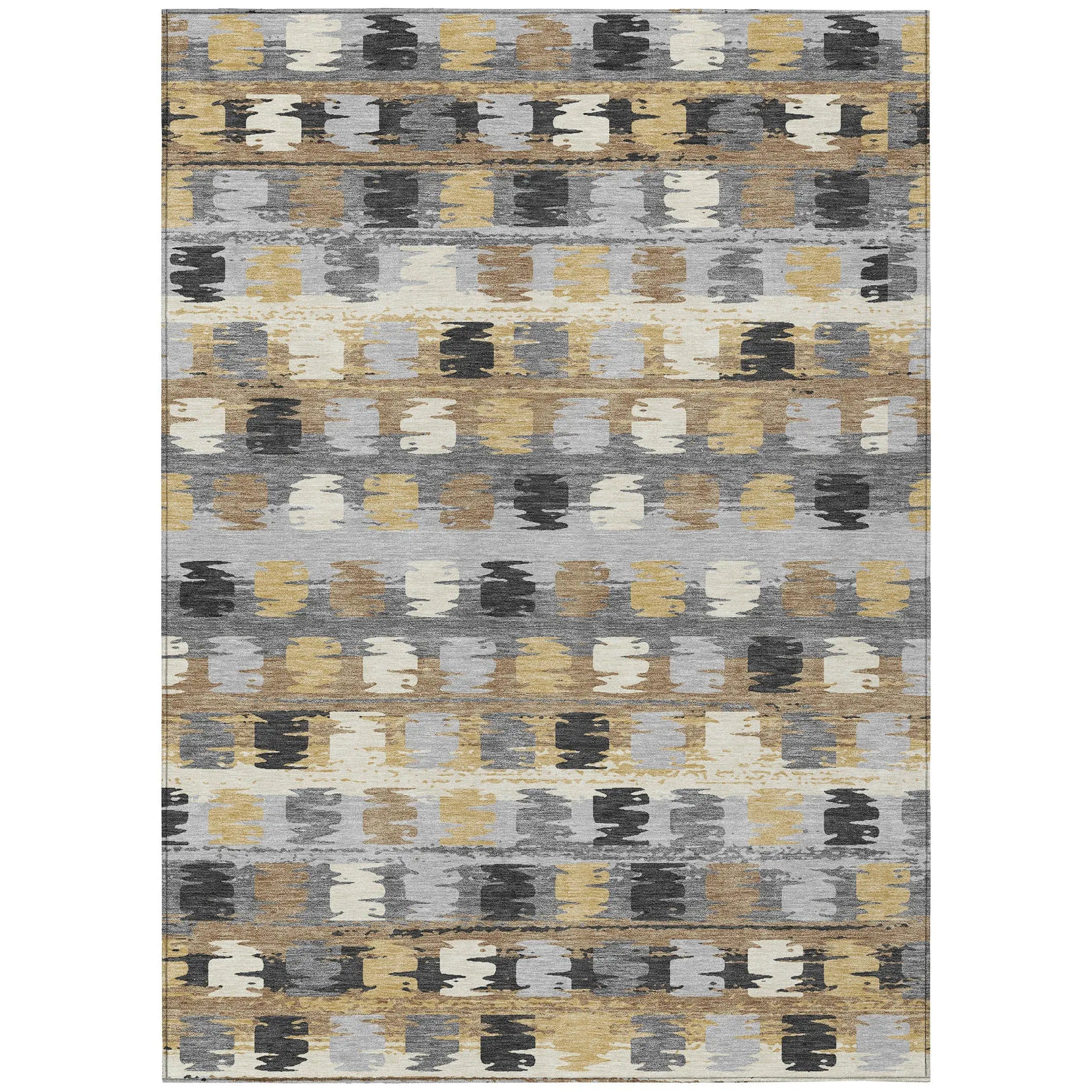 5' X 8' Gray And Brown Abstract Washable Indoor Outdoor Area Rug Homeroots Outdoor