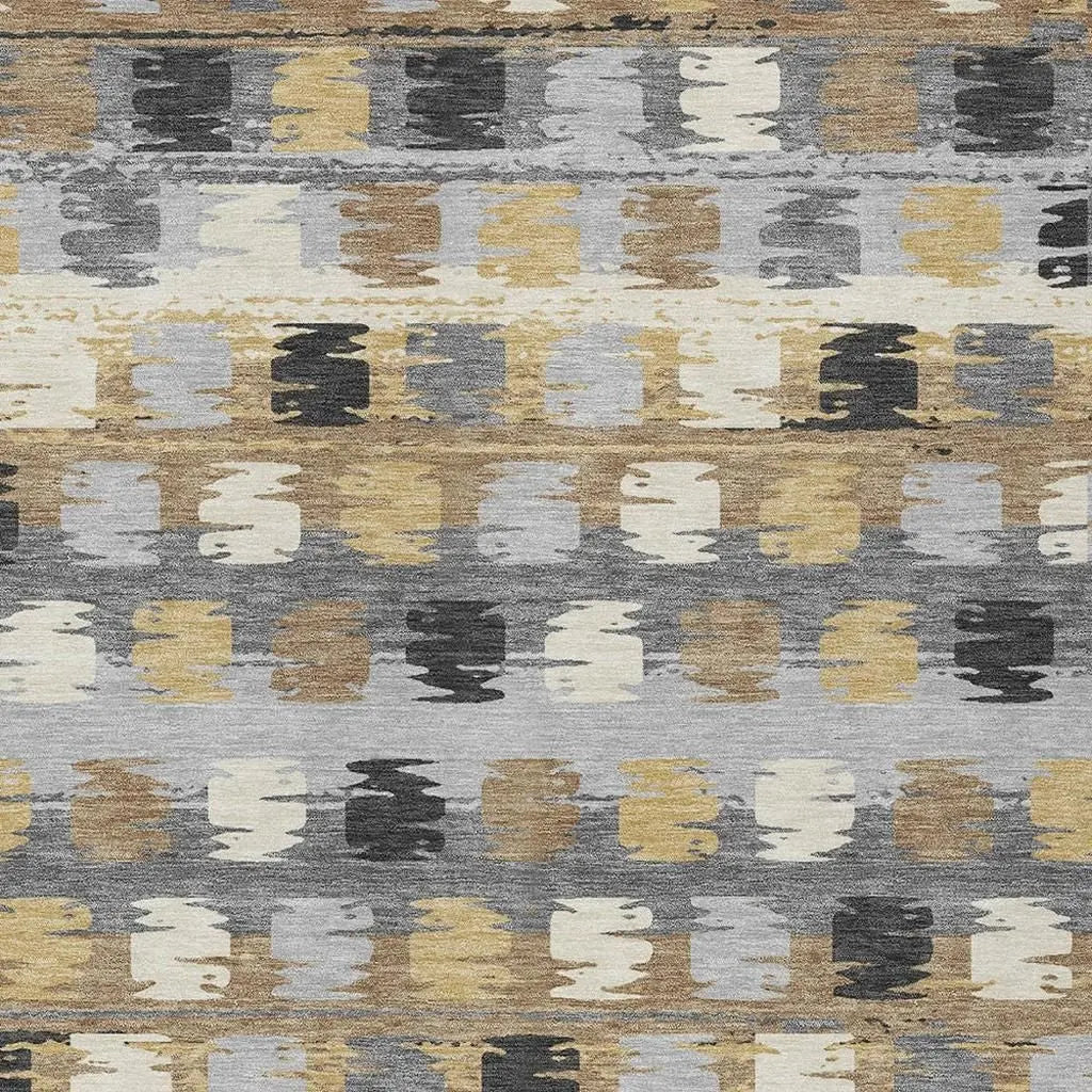 5' X 8' Gray And Brown Abstract Washable Indoor Outdoor Area Rug Homeroots Outdoor