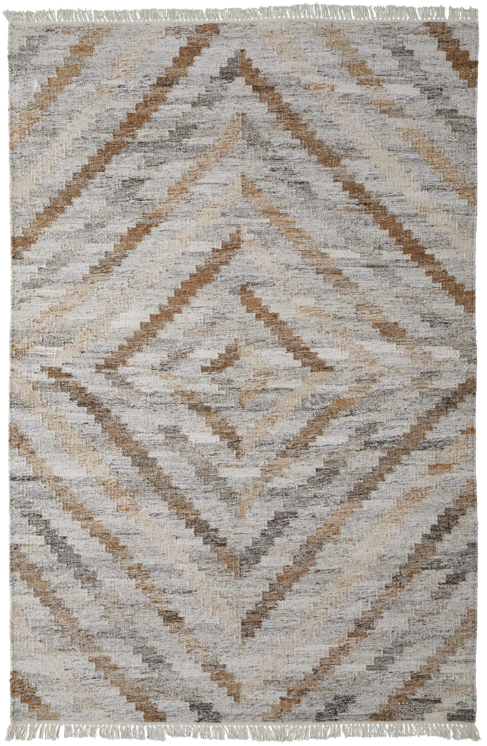 5' X 8' Gray And Brown Geometric Hand Woven Area Rug With Fringe Homeroots Outdoor