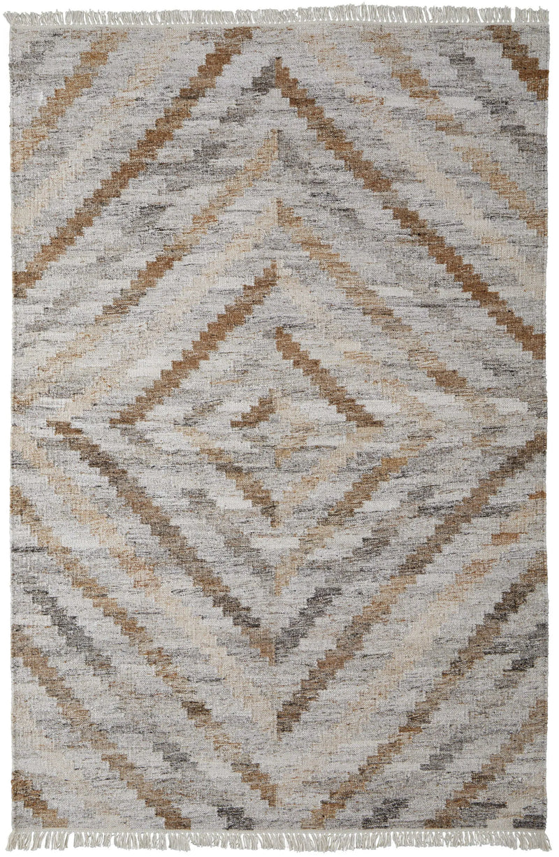 5' X 8' Gray And Brown Geometric Hand Woven Area Rug With Fringe Homeroots Outdoor