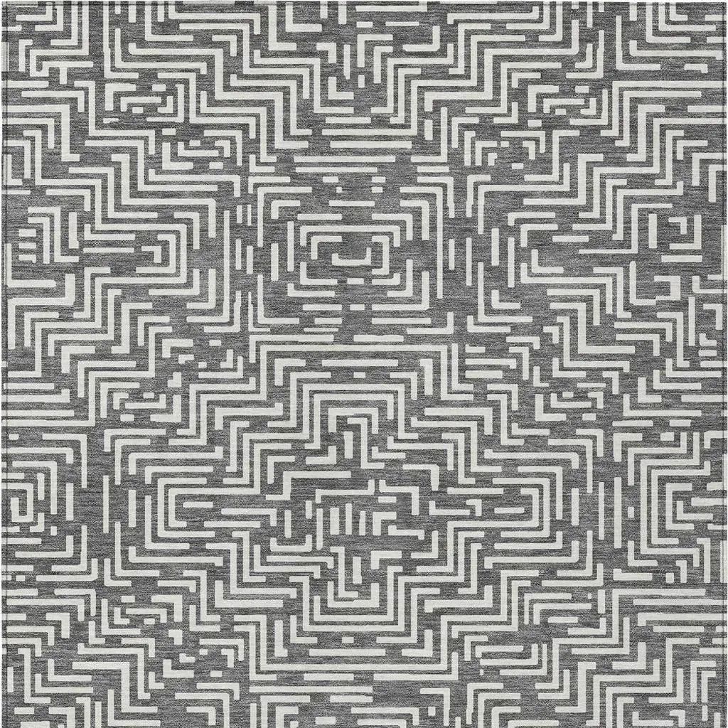 5' X 8' Gray And Brown Geometric Washable Indoor Outdoor Area Rug Homeroots Outdoor