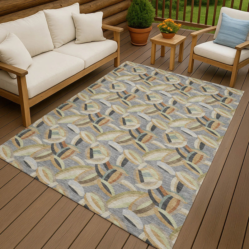 5' X 8' Gray And Charcoal Abstract Washable Indoor Outdoor Area Rug Homeroots Outdoor