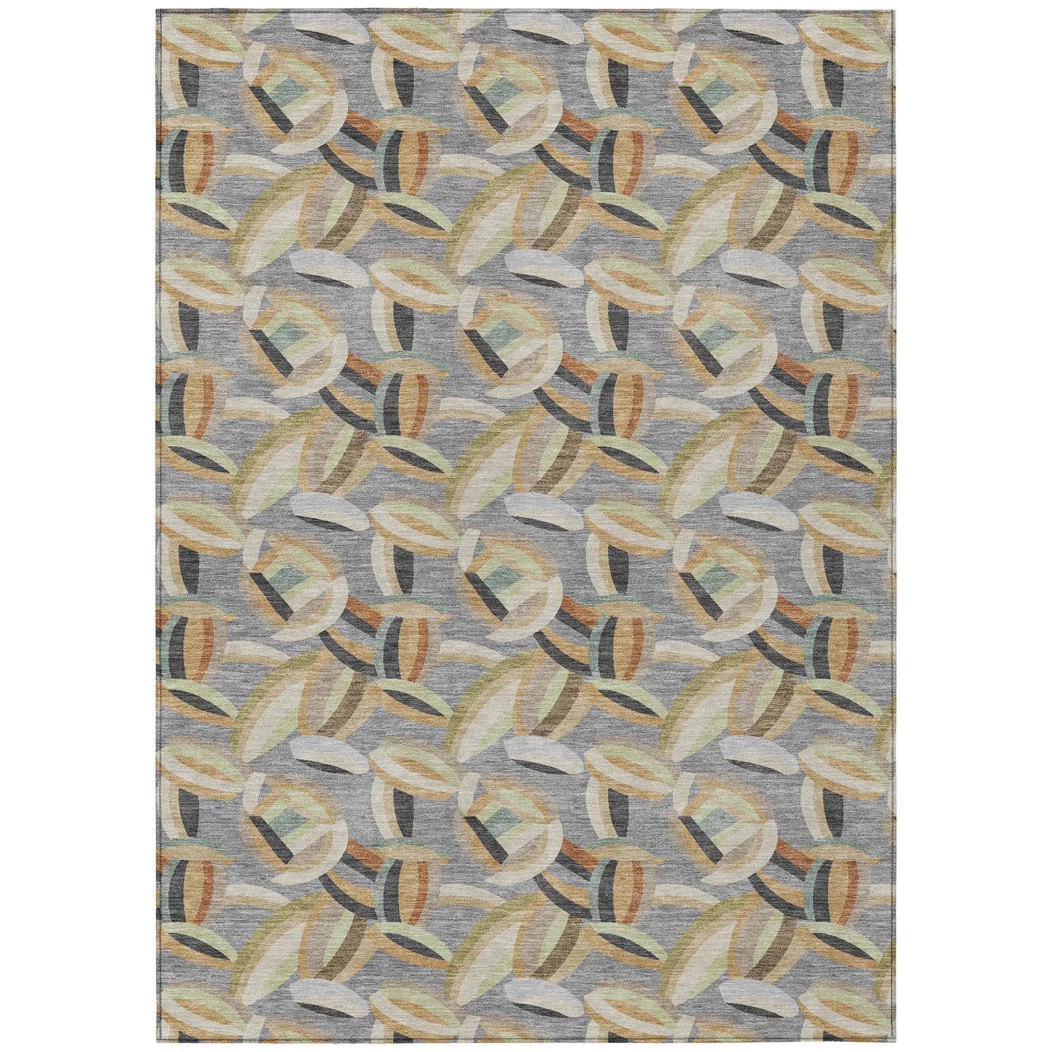 5' X 8' Gray And Charcoal Abstract Washable Indoor Outdoor Area Rug Homeroots Outdoor
