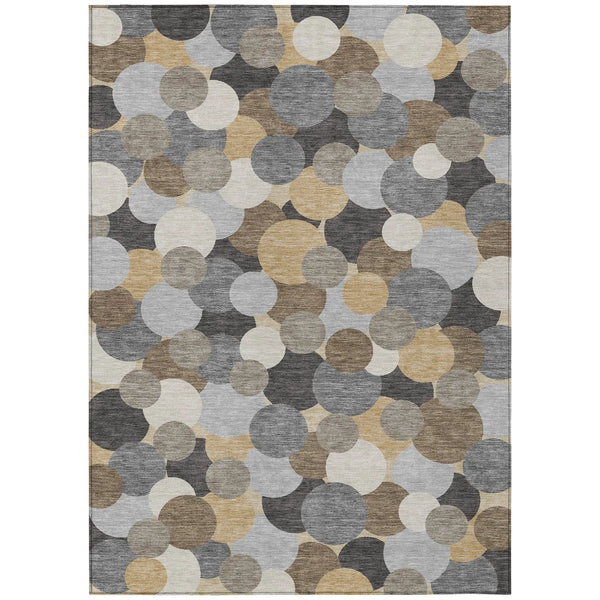 5' X 8' Gray And Chocolate Geometric Washable Indoor Outdoor Area Rug Homeroots Outdoor