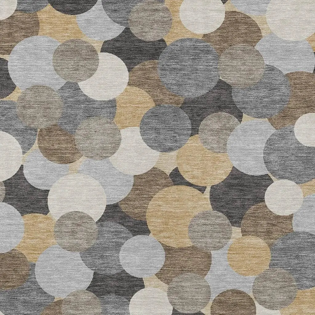 5' X 8' Gray And Chocolate Geometric Washable Indoor Outdoor Area Rug Homeroots Outdoor