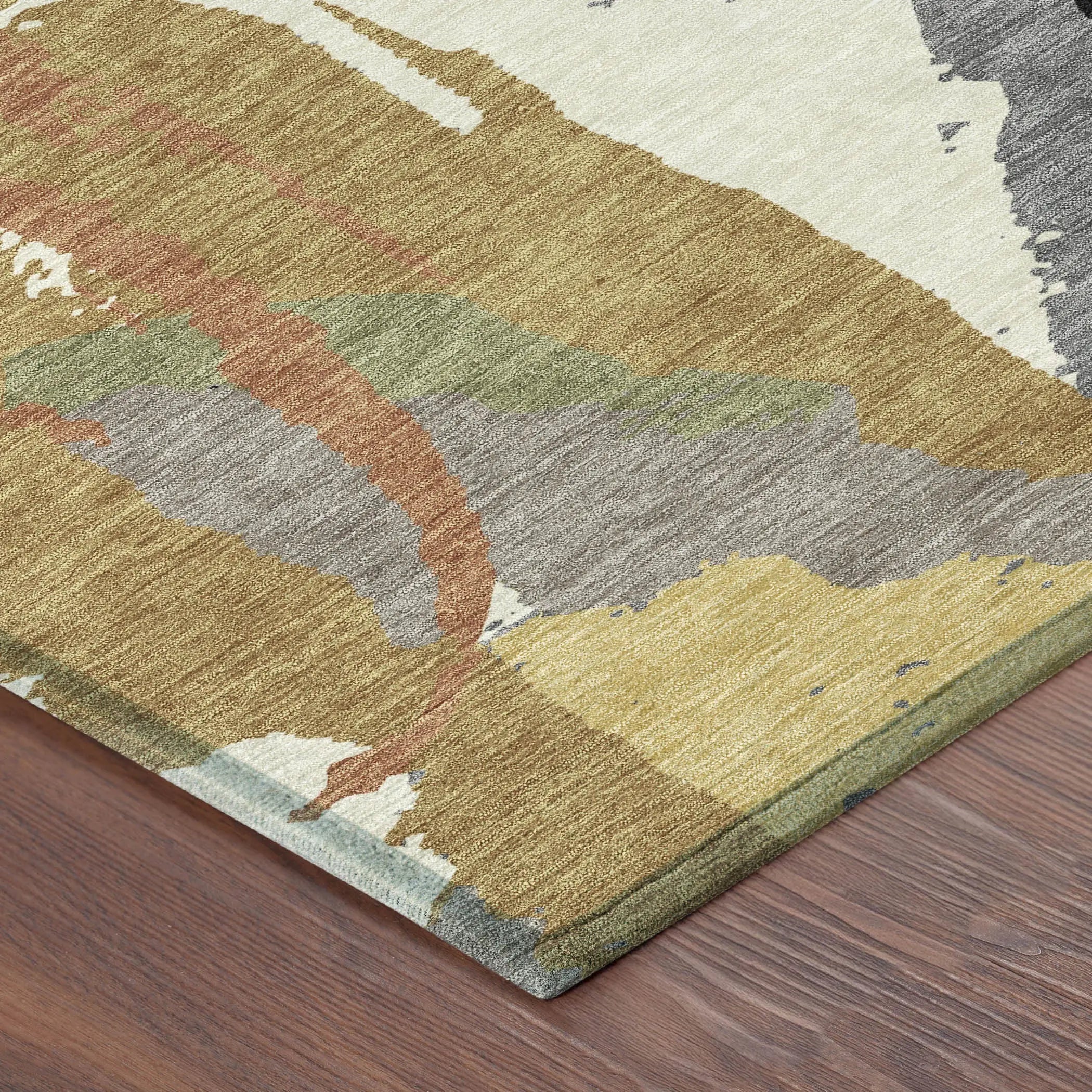 5' X 8' Gray And Copper Abstract Washable Indoor Outdoor Area Rug Homeroots Outdoor