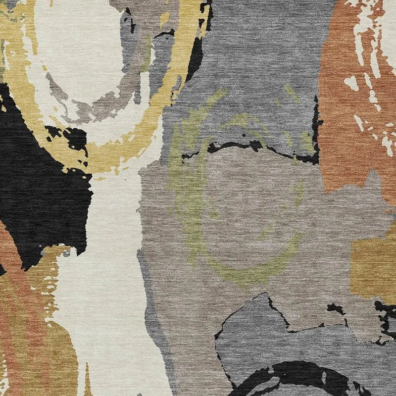 5' X 8' Gray And Copper Abstract Washable Indoor Outdoor Area Rug Homeroots Outdoor
